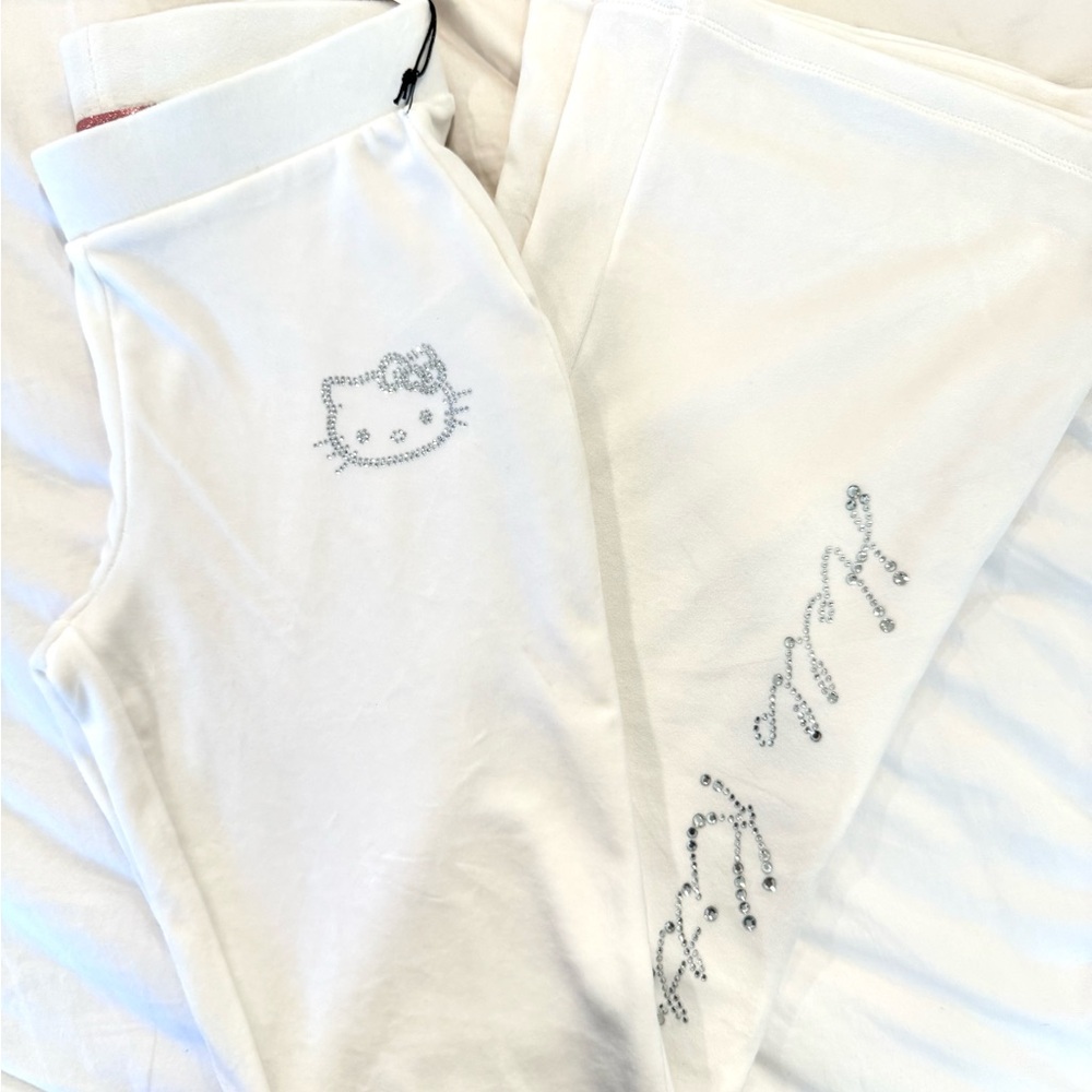 Hello Kitty White Rhinestone Sweatpants